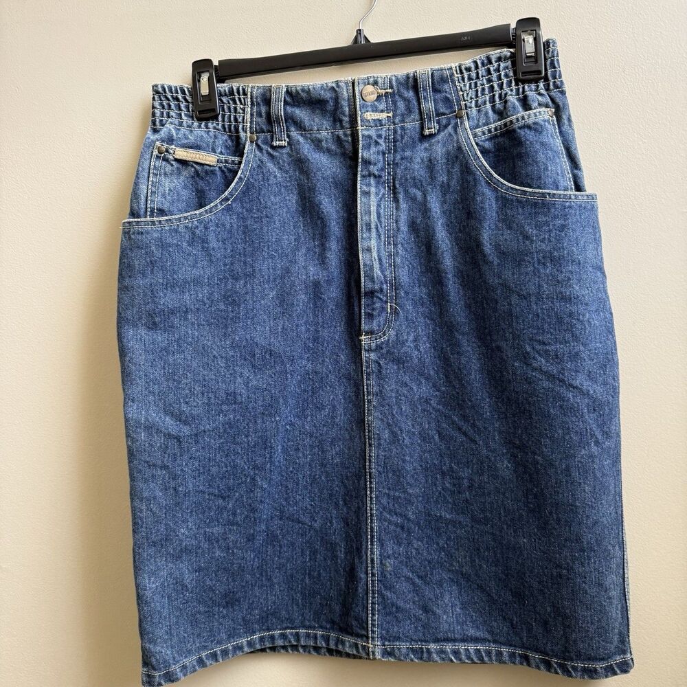 Vintage 90s Gitano High Rise Denim Blue Jean Skirt Size 14